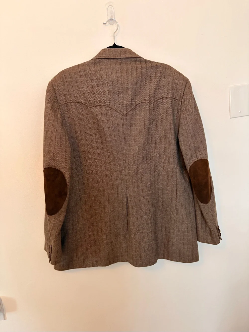 Circle G Brown Tweed Sport Coat with Leather Accents 100% Wool